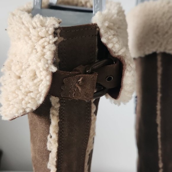 NAPOLEONI | Tall shearling boots brown suede sz 38 - Picture 5 of 9